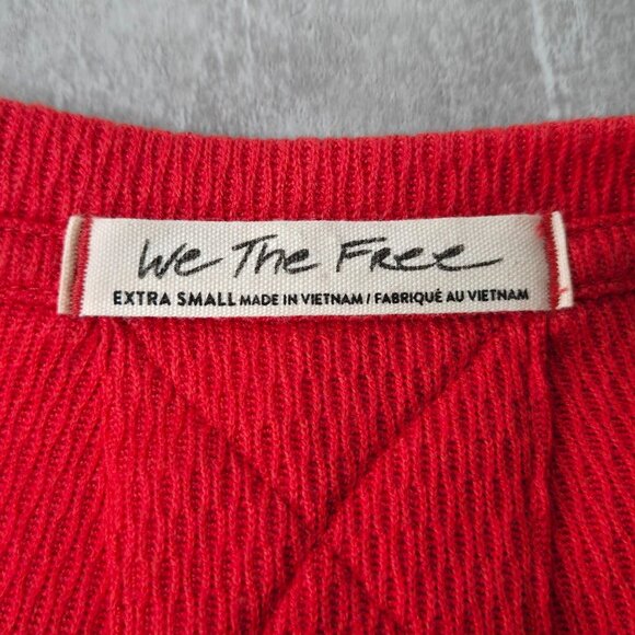 We The Free Thermal Shirt Size XS Orange Oversized Relaxed Fit Pull OVer Top - Picture 9 of 12
